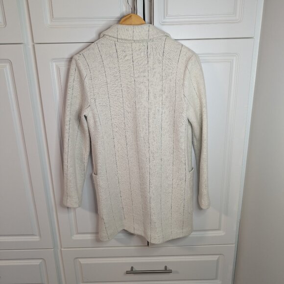 Rachel Zoe Oversized Ivory Pinstripe Wool-Blend Blazer Coat - XS, Open Front - Picture 4 of 12